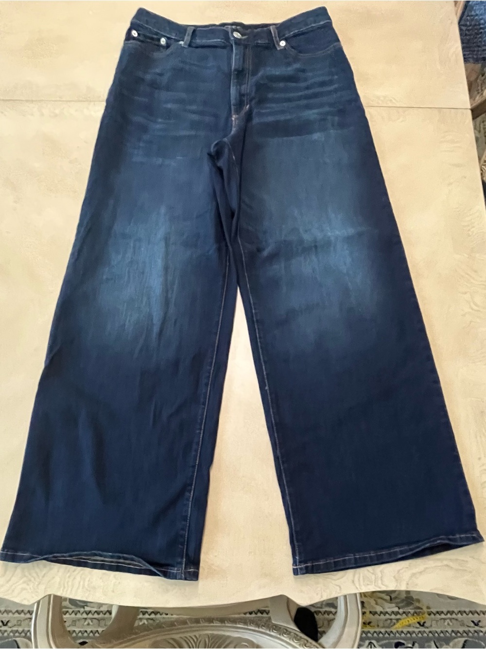 Banana Republic High Rise Wide-Leg Dark Indigo Denim Jeans Size 12